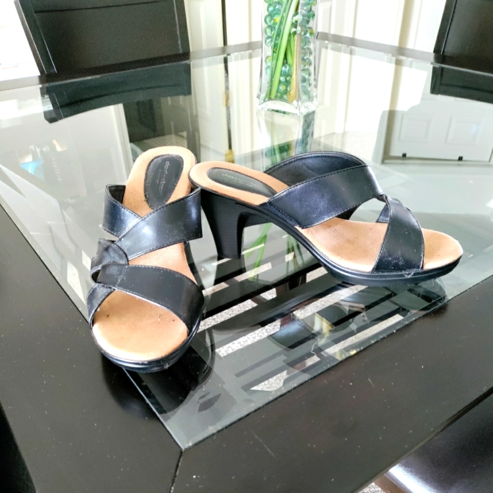 Elegant Black Women's Heeled Sandals (Wide Width)